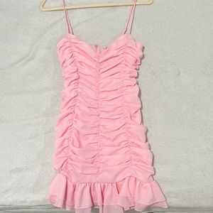 lucy in the sky remi ruched bodycon dress in pink NWOT